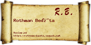 Rothman Beáta névjegykártya